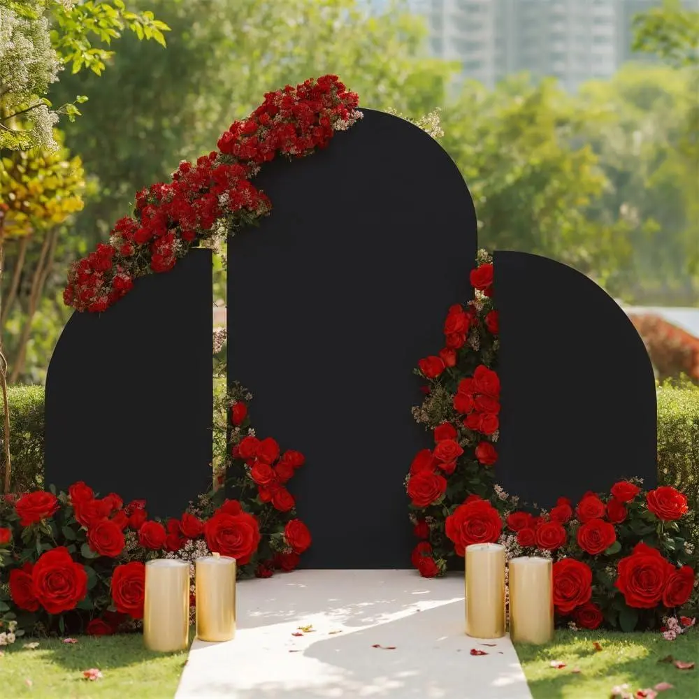 Arch Backdrop Stand Set of 3, Wedding Arch Cover, Double Sided Round Top and Half Moon Top Stretchy Backdrop for Birthday Parties, Baby Showers, Banquets