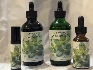 CoolMint Rescue Oil - Organic Pain Relief - 4 Ounces - Natural Spearmint & Tea Tree Formula - Instant Cooling Relief - Dropper Bottle Healthcare Solution Wellness Therapy