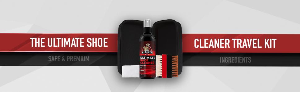 Shoe Cleaner Kit – Cleaner + Hard & Soft Brush + Travel Case | For Sneakers, Leather, Suede & More