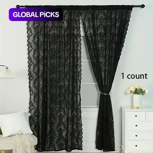 Retro Pattern Textured Sheer Curtain, Window Curtain, Home Decoration Curtain, 1 Count Lightweight Lace Decorative Curtain for Home, Living Room & Bedroom, Home Decor Supplies #GLOBAL PICKS