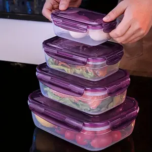 4-Piece Rectangular Food Storage Containers Set, Secure Snap-Lock Lids, Dishwasher & Microwave Safe, Transparent Plastic, Ideal for Salad, Sandwiches, Breakfast, Food Storage Boxes