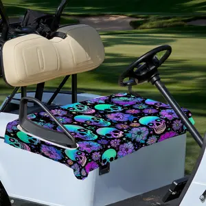 1pc Terylene Golf Seat Cover, Golf Accessory, Colorful Skull Flowers Pattern Durable Polyester Material, Universal Fit for Golf Carts & Vehicles, Easy Installation, Long-Lasting Protection