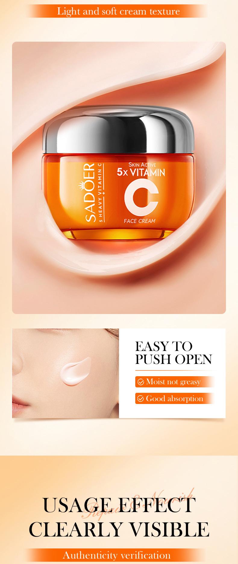 Face Cream with 5X Vitamin C, Hydrating& Repairing Face Cream,For Lines, Wrinkles Moisturizer Moisture Facial Gentle Sensitive Hydrate Moisturizing