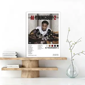 YoungBoy-AI YoungBoy 2 - Music album cover, retro canvas poster, classic hip-hop rap art print, suitable for bedroom, office, living room, cafe or dorm decoration, dorm birthday gift/Christmas/New Year's gift, frameless.