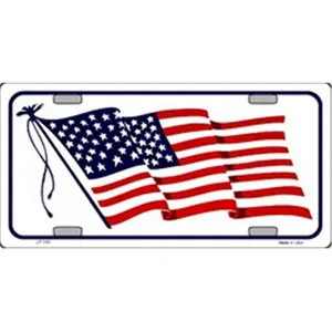 LP - 143 American Flag Waving - White - License Plate - 320W LP - 143 American Flag Waving - White - License Plate - 320W