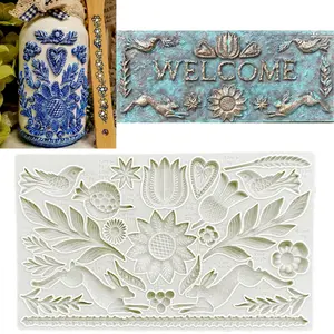 Plant Shaped Silicone Molds Sugar Craft Mold Fondant Cake Decoration Tools Resin Clay Crafts, Perfect for Baking & Crafting Silicone Heart Shaped