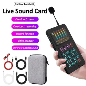 Portable Handheld Sound Card Set, Voice Changer Device, Audio Mixer, Live Audio Mixer, Wireless Bluetooth-compatible Mic Kit for Podcasts, Broadcasting, Gaming, Recording