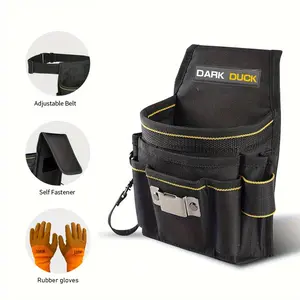 Electrician Tool Belt with Gloves, 8-pocket Durable Work Waist Pack, Tool Bag Organizer, Tool Organizer for Professional Tradesmen, Mechanics, Repairmen, Construction Tool Organizer