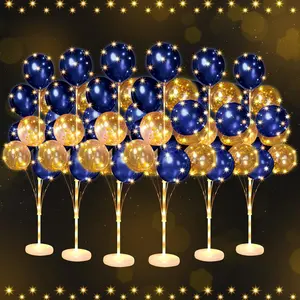 Halloween Christmas Balloon Stand Kit (Gold Sequin, Navy Blue), Balloons & Light Strings Included