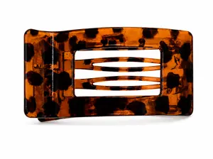 Rectangle Curved Claw Clip – Flat Back Design | Leopard & Black Hair Clip