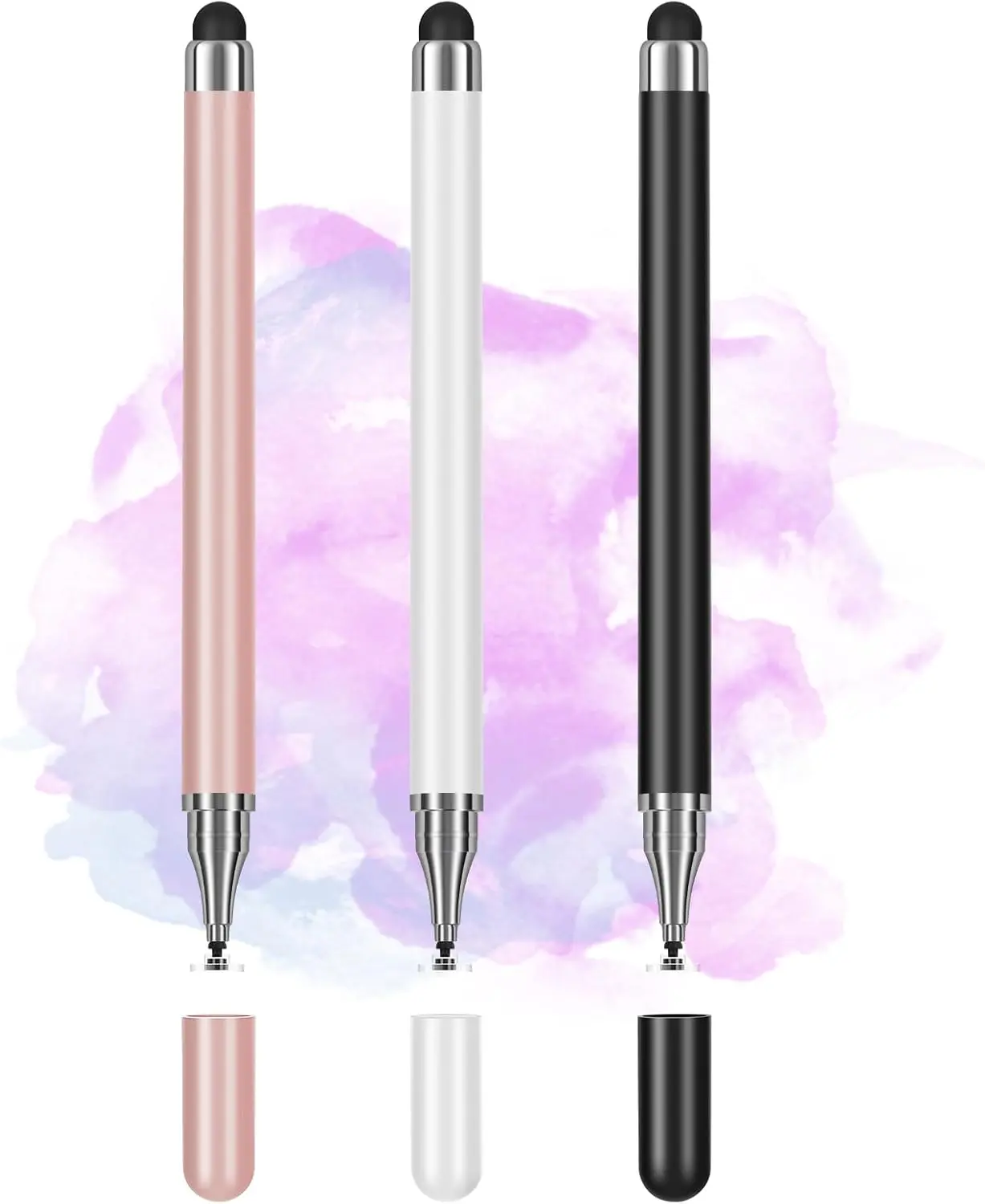 3-Pack Universal 2-in-1 Stylus Pens for All Touchscreen Devices, Precision Disc Tip, Compatible with Android Tablets and Phones, Ideal for Writing and Drawing