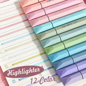 12 Color Highlighter,Color-Stacking Pen Set, Suitable for Marking, Sketching,Postcard writing,Decorating,designing,etc.