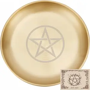 Stainless Steel Geometric Decorative Tray - Multi-functional Desk Decor for Jewelry Dish Candle Holder & Incense Burner Crystal Display Pagan Ritual Tray