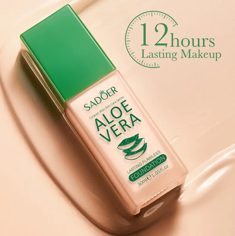 Aloe Vera Liquid Foundation, Hydrating & Long-Lasting Cosmetic for a Flawless Finish, For All Skin Tones in Natural & Ivory Shades, Lightweight