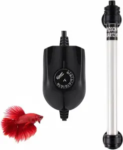 hygger 50W/100W Mini Inline Quartz Glass Aquarium Heater with External Controller, Adjustable Submersible Betta Fish Tank Thermostat for 5-30 Gallon