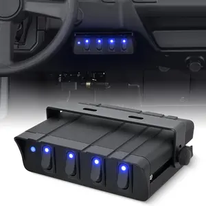 Niligft 4 Gang Waterproof SPST Rocker Light Switch Box, 12V-24V Toggle Panel with Blue LED, 20A-40A Max for Automotive Cars, Boats, RVs (Father's Day Gift)
