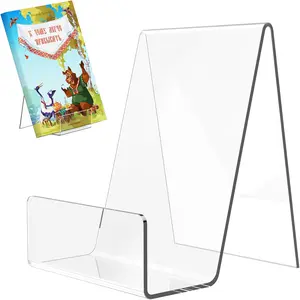 6 Pack Acrylic Book Stand, Clear Easel Stand for Display, Book Display Holder, Display Stand for Album, CD, Magazine, Postcard, Picture, Plate, Artworks, Phone, Tablet