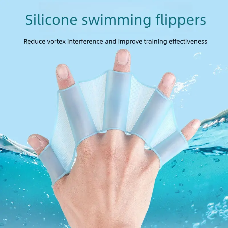 Adult Webbed Silicone Swimming Gloves - Professional Open-Finger Paddle Gloves, Soft Flexible Grip, Non-Slipping Non-Irritating, Reduces Vortex Interference, Webbed Shape Improves Training Effectiveness, Ideal for Fast Swimming, Size L [White]