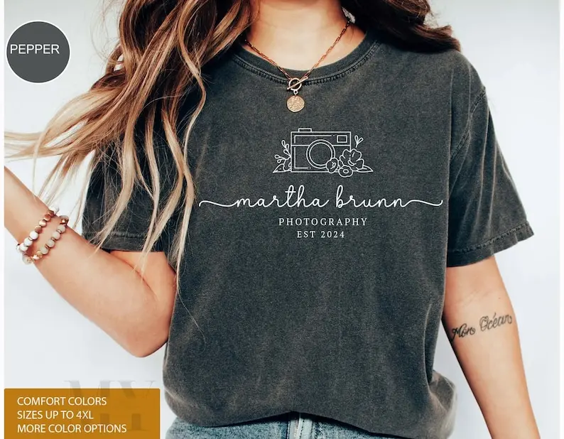 Photographer Comfort Colors Shirt, Photographer Gift, Newborn Photography Studio Name Tshirt, Photography Gifts, Photographer Logo Custom Name