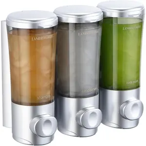 Shampoo and Conditioner Dispenser,Shower Dispenser 3 Chamber No Shampoo Dispenser for Shower Wall Mounted Shower Shampoo Dispenser Body Wash for,Hotel,3 * 450ML,Silver