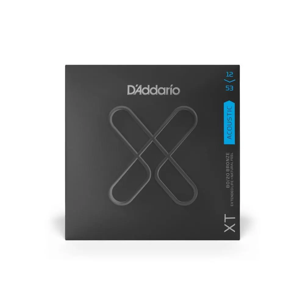D'Addario XT Acoustic Guitar Strings - 80/20 Bronze Coated Wrap, 12-53 Light Gauge, Advanced Corrosion Res., Fusion Twist Technology, Bold Tone, Increased Lifespan, Maintain Pitch, Enhanced Protection, Bronze Wrap