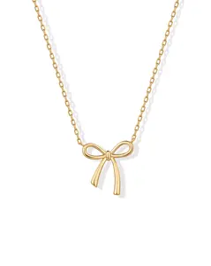 PAVOI 14K Gold Plated Bow Pendant Necklace for Women | Layering Chain Necklaces