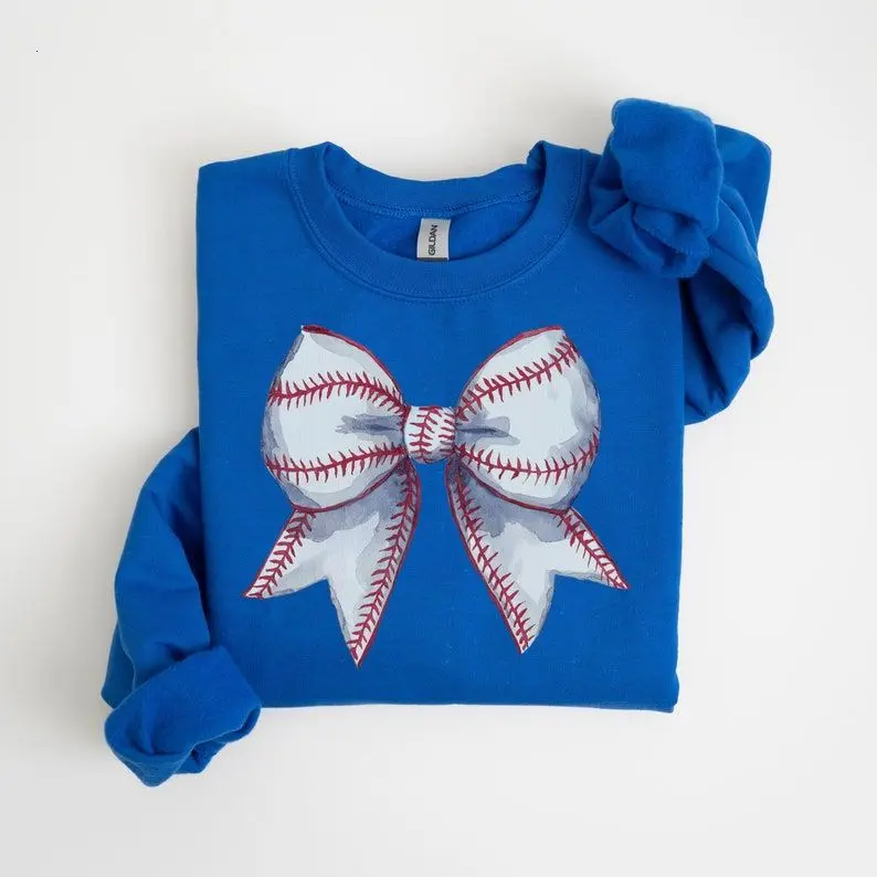 Baseball Mom Sweatshirt, Baseball Bow Sweater, Coquette Baseball Sweatshirt, Sports Mom Crewneck
