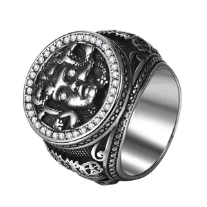 OIDEA Medusa Head CZ Anti-Rust 316L Stainless Steel Statement Ring - Unisex Fashion Costume Jewelry Band, Anti-Rust Steel Rings
