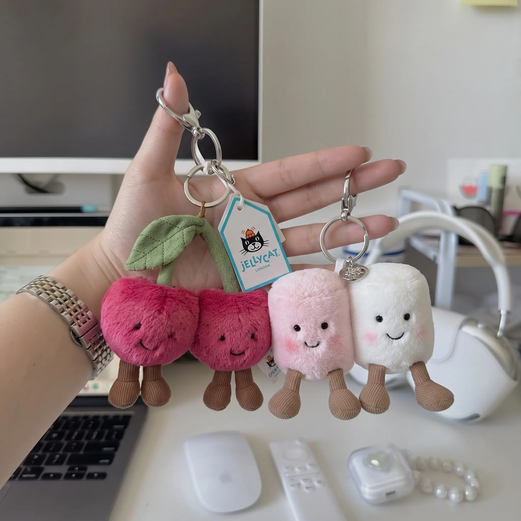 Jellycat Plush Bag Charm Collection, Adorable Plush Keychain, Cute Soft Coffee Bag Accessory, Adorable Cloud Gift for Her, Bag Charm