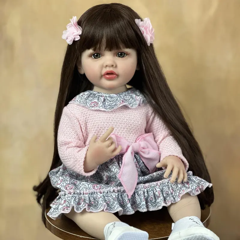 22 in Lifelike Full Body Silicone Reborn Baby Doll, Soft Material, Complete Set with Clothes & Magnetic Pacifier, Real Photos, Life Size Toy Gift for 4-6 Years Old Anime and Manga Enthusiasts, Soft Dolls