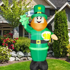 8 Feet St. Patrick's Day Inflatable Leprechaun Lighted Blow Up Yard Decoration with Built in Fan and Anchor Ropes (01-St. Patrick Leprechaun)