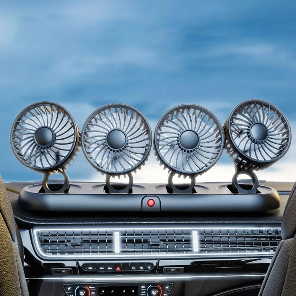 Portable 4-Head Car Cooling Fan - 3-Speed Adjustable, 360° Rotating, Cigarette Lighter Plug, Powerful Airflow for Vehicles, RVs, and SUVs Portable 4-Head Car Cooling Fan - 3-Speed Adjustable, 360° Rotating, Cigarette Lighter Plug, Powerful Airflow for Vehicles, RVs, and SUVs