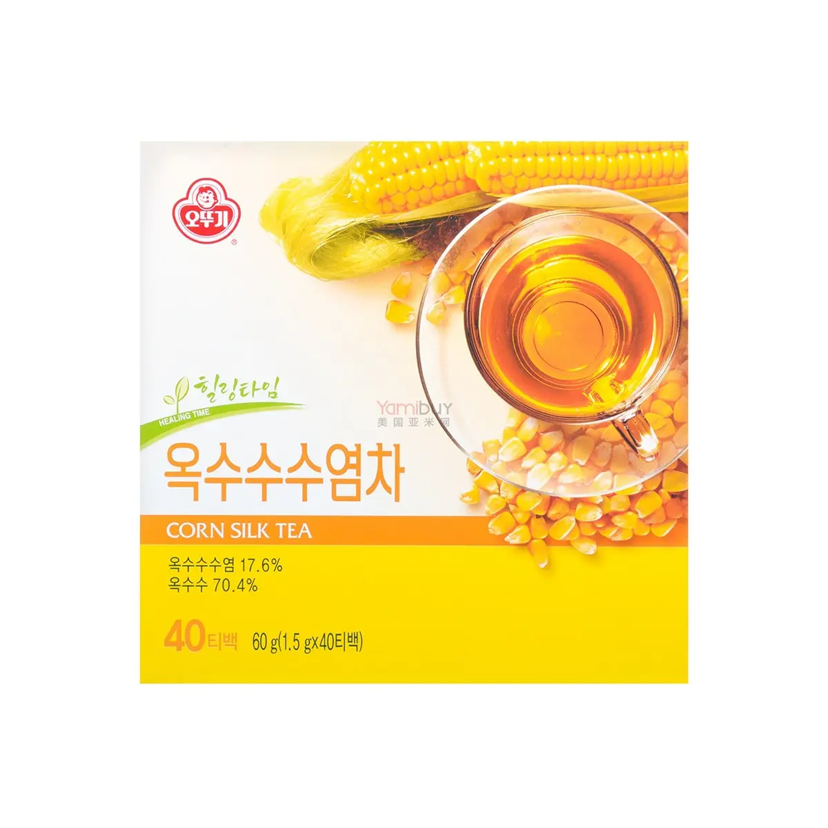 OTTOGI Korean Corn Silk Tea Bags - 40 Count (1.5g Each) - Natural Diuretic & Hydrating Herbal Infusion for Detox and Wellness