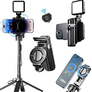 2026 Upgraded 5-in-1 Magnetic & Clamp Compact Selfie Stick,Can Transforms into Tripod/ Handheld Stabilizer/ Phone Stand/ Shooting Assistant, 360° Rotatable, Wireless Bluetooth, Portable Anti-Shake for Selfie Video Recording/shooting/Travel,21.2 Telescopic