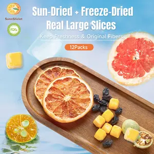 SunnSliclet Triple Fruit Tea, VC Grapefruit Kumquat Passion Fruit Tea(20g/Pack x 12), Real Fruit, Fruit Slices, Caffeine Free Freeze-Dried Fruit Tea, Glass Cup, Healthy, Vitamin