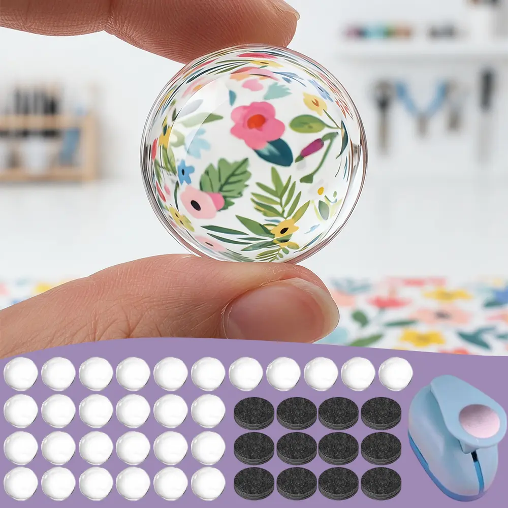 101 piece Fridge Glass Magnets Craft Set with Clear Glass Cabochons DIY Custom Fridge Craft Supplies for Fun Projects