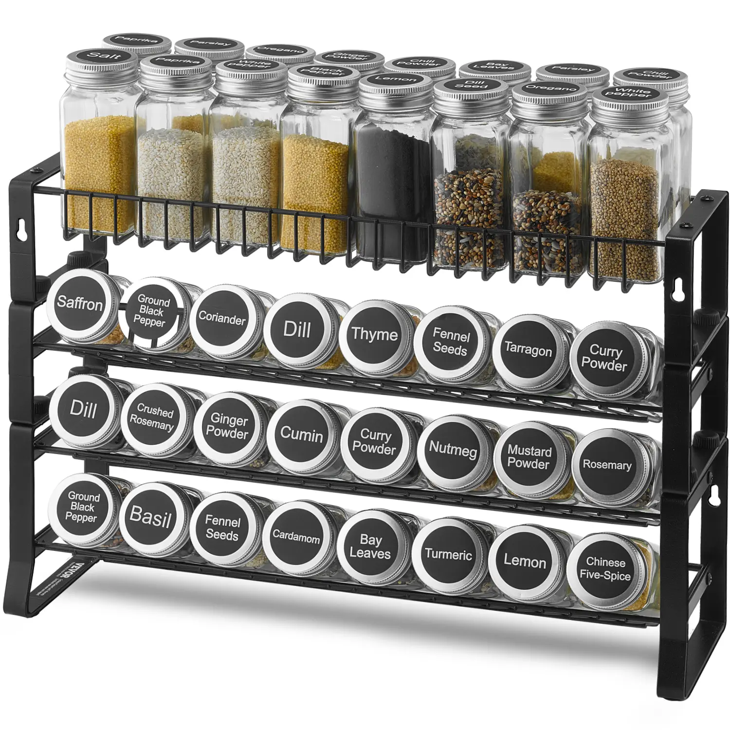 VEVOR Detachable Spice Rack Organizer for Cabinet,  4 Tie Stackable Seasoning Organizer, Spice Jars Kitchen Storage for Countertop Kitchen Pantry Cupboard, 15.8x10.7 in