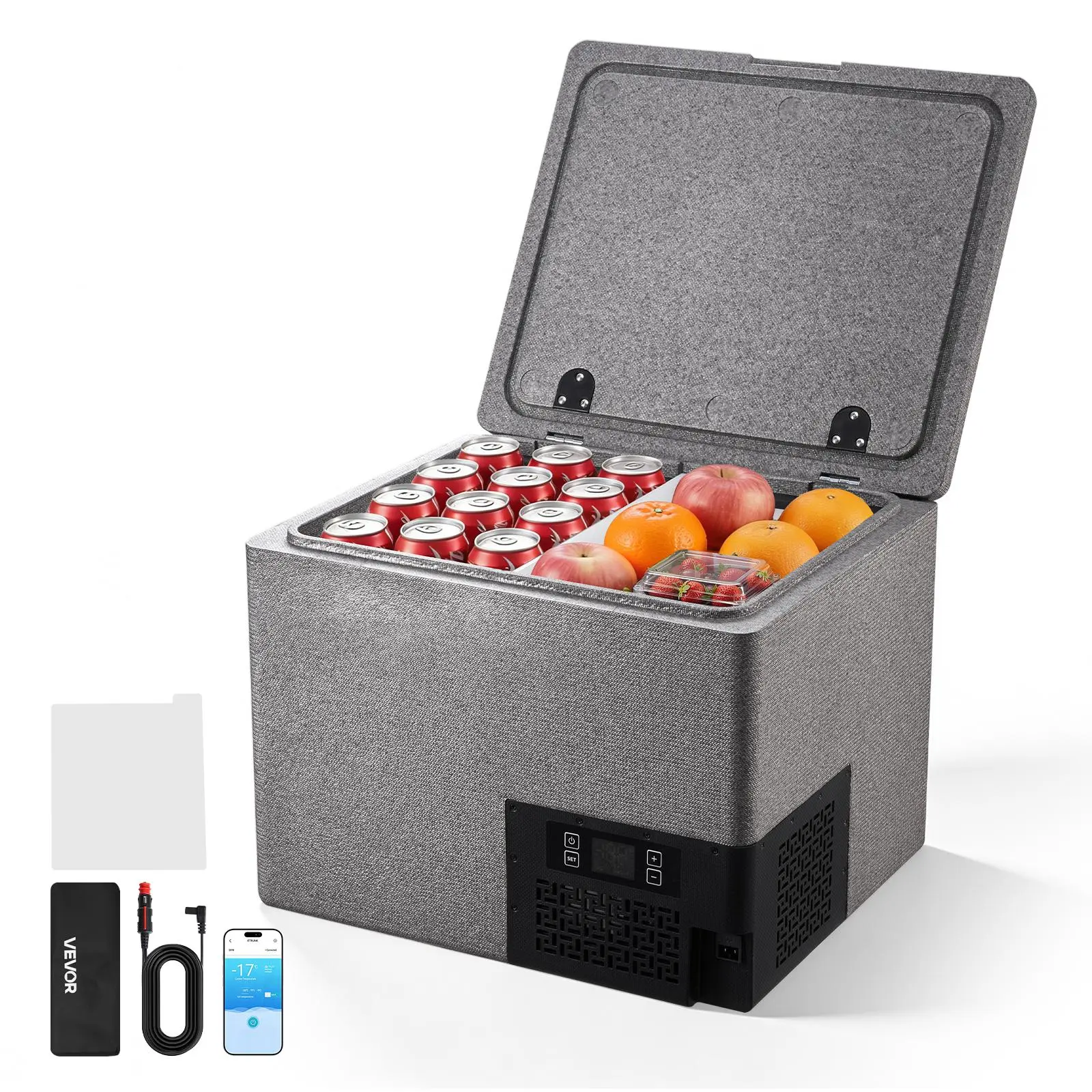 VEVOR 12 Volt Refrigerator, 42.3 QT/ 40L Car Fridge, Portable Ultra-Light EPP Freezer, APP Control Electric Compressor, 12V/24V DC, 14℉ to 50℉, for Truck Van RV SUV Boat Travel Camping#BackToSchool