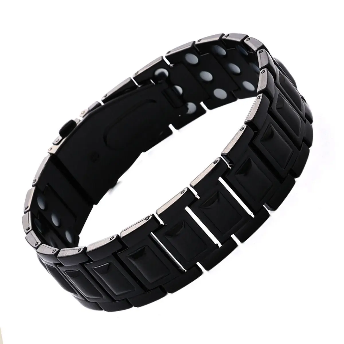 Men's 316L Hypoallergenic Steel Triple Row Magnetic Wellness Bracelet - 2.1cm W, 23cm L, 3500 Gauss Neodymium Magnets, 105g, Premium Fold-Over Clasp, Adjustable Fit (Free Tool), Daily Wear/Business Events Jewelry, Supports Joint Health & Energy Balance