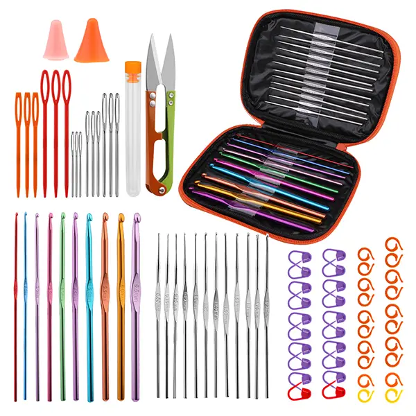 Unberr Ergonomic Crochet Needles Set with Storage Case, Knitting Hooks, Stitch Markers - Beginner Crochet Kit for DIY Hand Knitting Craft Art Tools, Crochet For Beginner