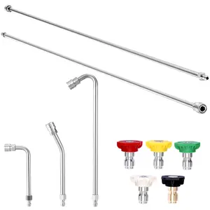M MINGLE Pressure Washer Extension Wand - 120" Upgrade Power Washer Lance - Pressure Washer Accessories with 5 Nozzle Tips - 30°/90°/120° Curved Rod, 1/4" Quick Connect, ChristmasGift