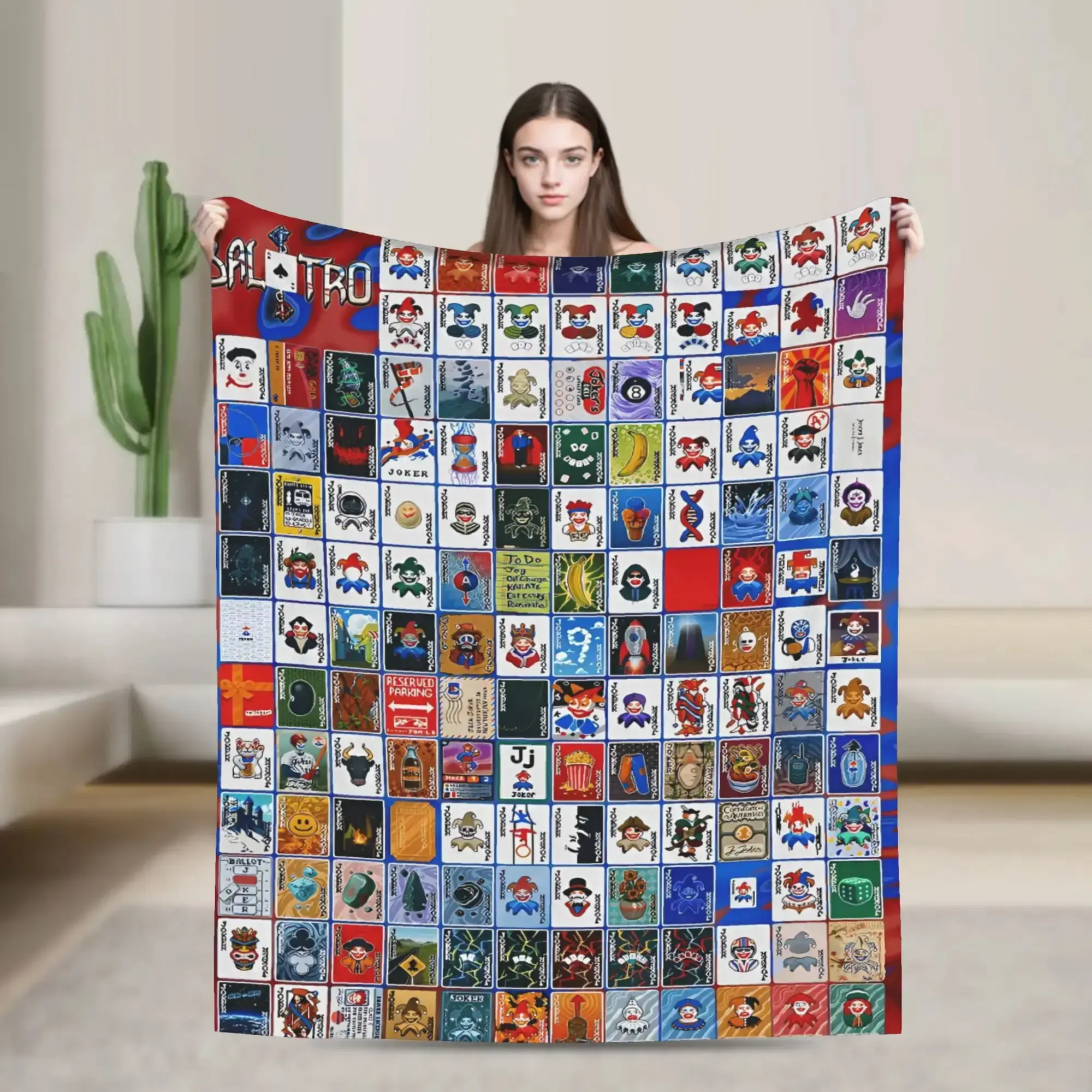 Super Soft Wrinkle-Resistant Flannel Blanket - Balatro Video Game Joker Card Themed, for Airplane Travel, Street Trend Sofa, Bed Cover & Bedding Throw