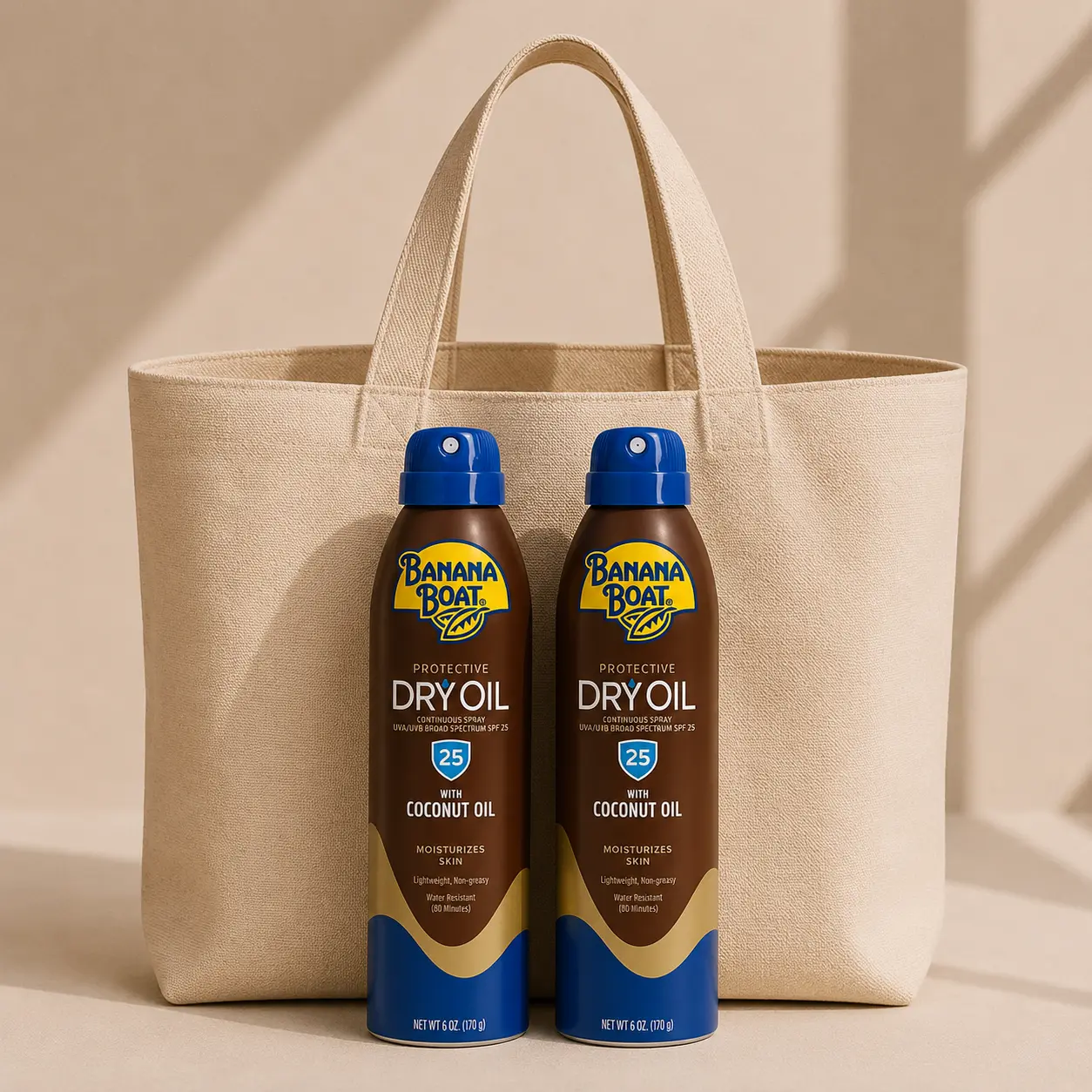 Banana Boat Coconut Lightweight Protective Dry Oil Sunscreen Spray, SPF 25 Sun Protection (2-Pack)