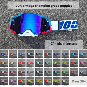 100% Armega Champion Grade Goggles C1-blue Lenses Off-Road Motorcycle Goggles Dustproof Ski Goggles Bike Glasses Sports Cycling Sunglasses
