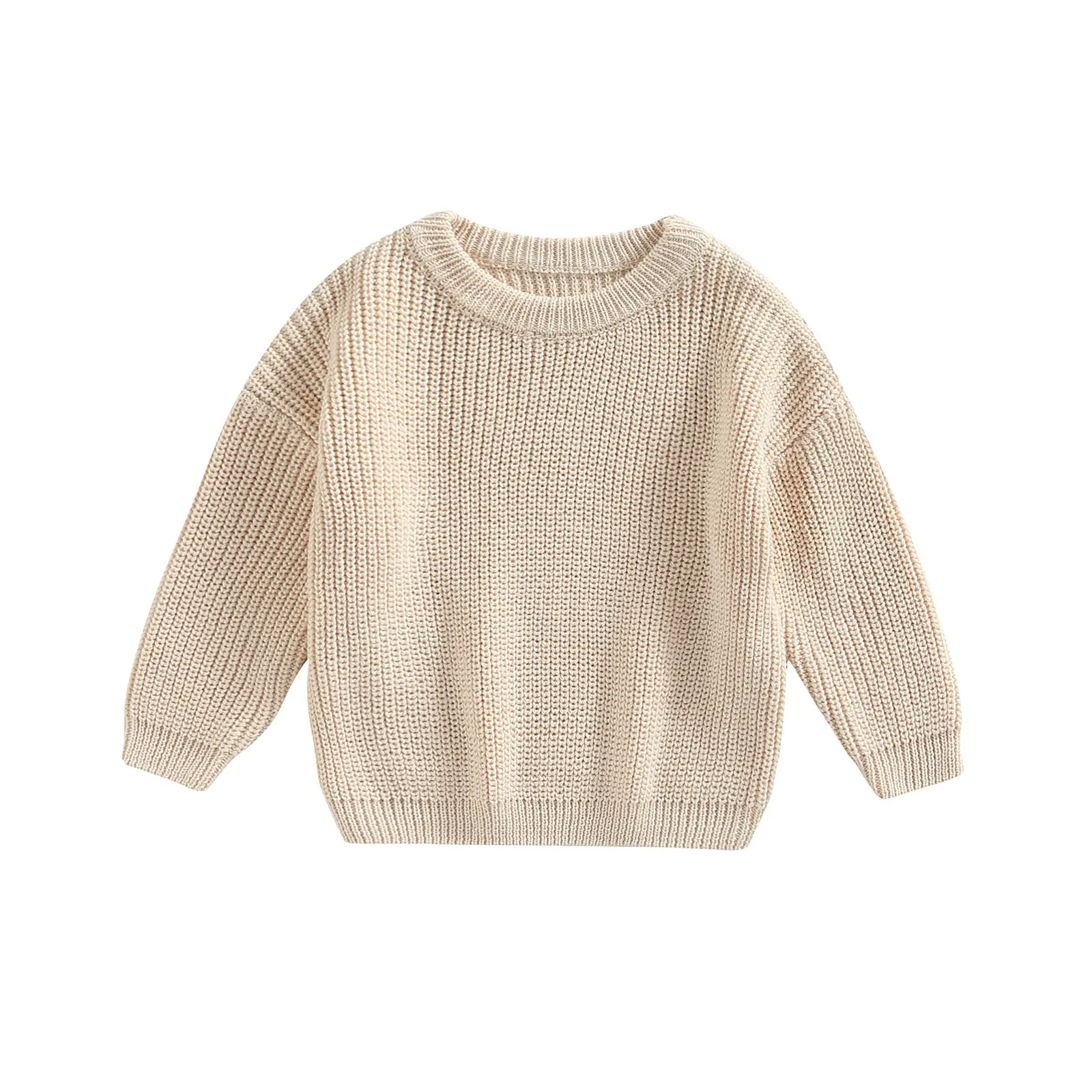 Toddler Baby Girl Boy Chunky Knit Sweater Long Sleeve Oversized Crewneck Sweatshirt Fall Winter Clothes for Kids