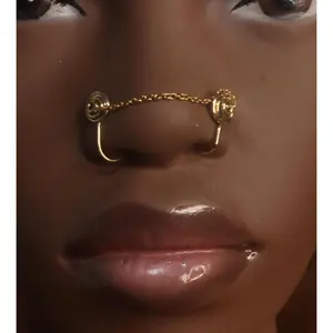 Two In One Nose Cuff Chain non piercing Jewelry