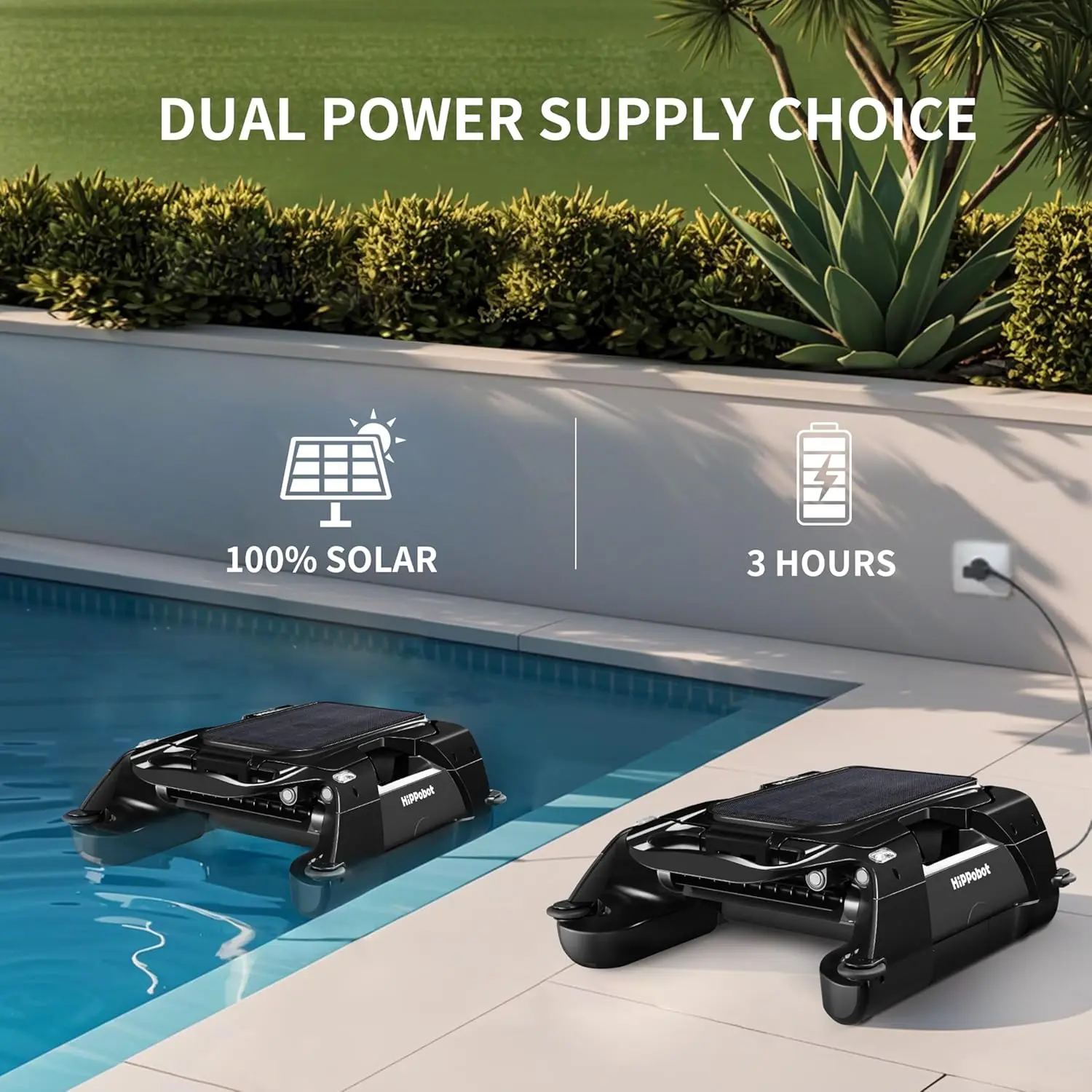 Automatic Solar Powered Pool Cleaner , Floating Pool Skimmer Robot, Obstacle Avoidance, All-Day Working for Inground Aboveground Pools