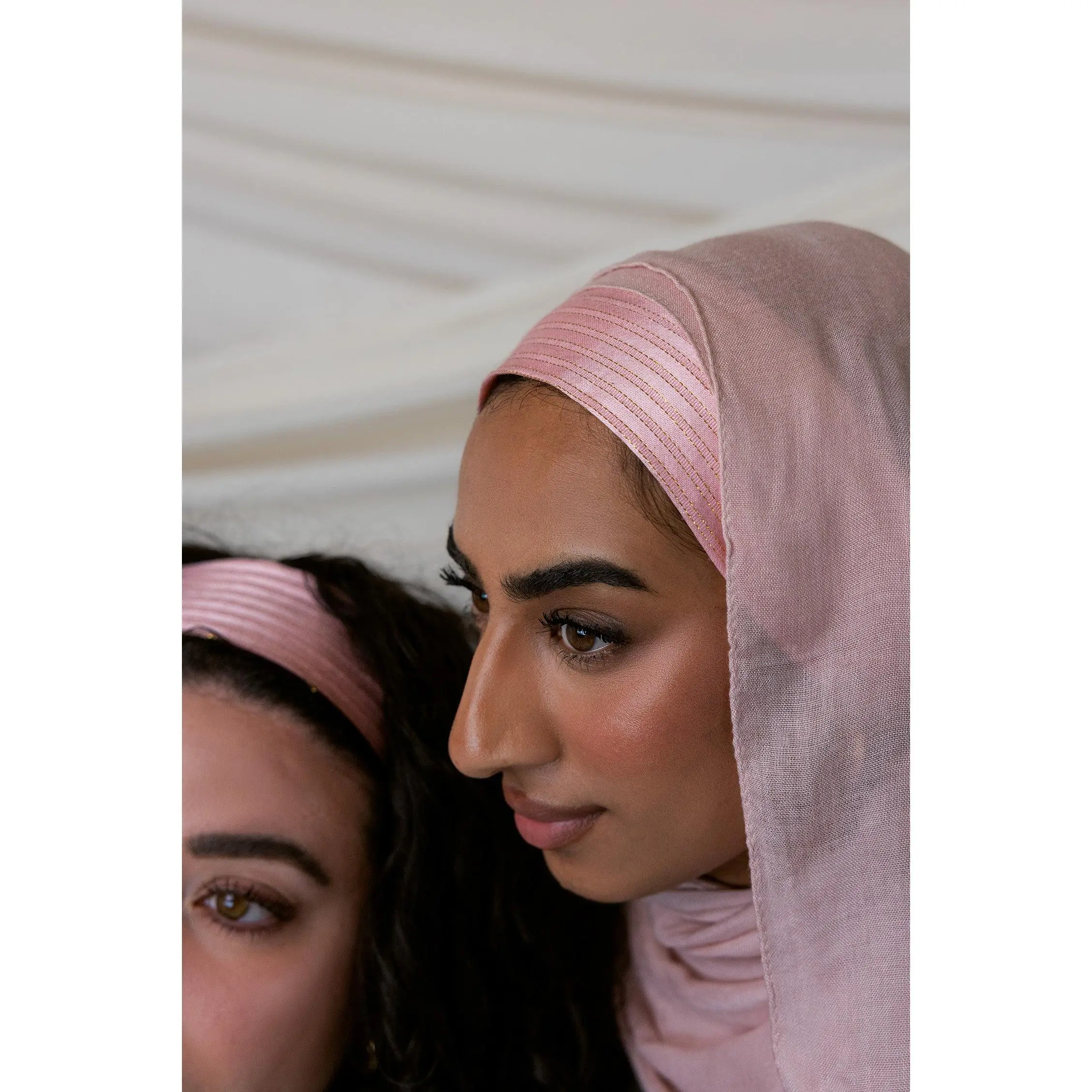 Syrian Saya Silk-Cotton Blend Headband in Warda Style - Chic, Comfortable, Solid Color Design in Petal Pink, Chic Headbands, Solid Color Headband