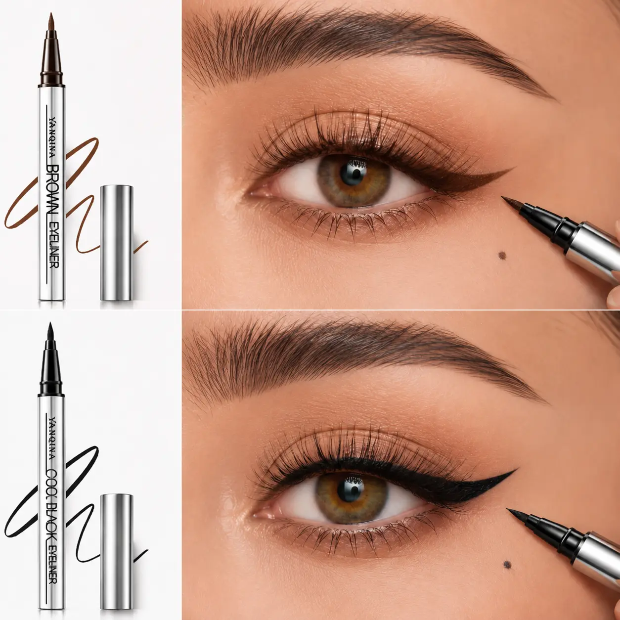 Matte Waterproof Eyeliner Pen - Ultra-Fine Tip, 24-Hour Long-Wear, Smudge-Proof Smooth Liquid Liner for Beginners, All Skin Types, Sensitive Safe, Black or Brown Options, Beauty Products, Eyeliner Makeup, Beachproof Eyeliner