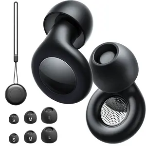 27dB Noise Reduction Sleep Earplugs, Soft Reusable Silicone Ear Plugs Hearing Protection, Silicone Ear Tips, Ideal for Sleep, Concert, Traveling, Studying, Working, Concerts, 4 Pairs of Replacement Ear Caps (XS,S,M,L) with Box